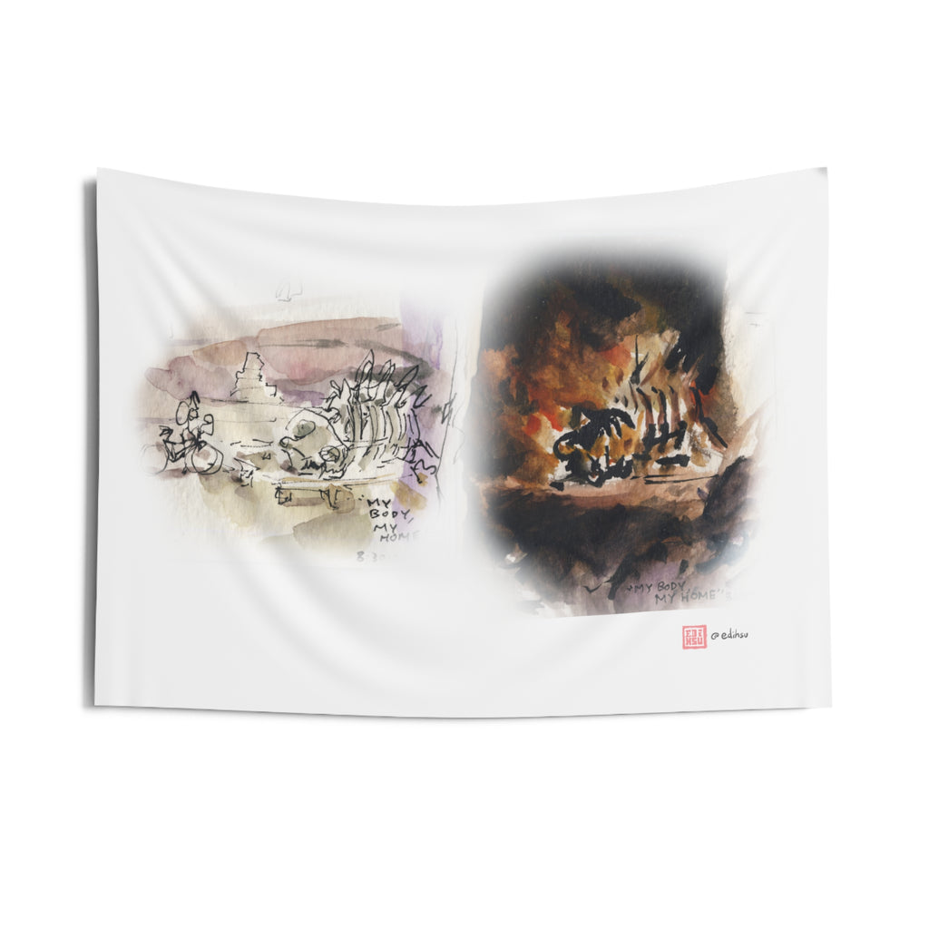 My Body My Home - BM 2023 - Before & Burn - Wall Tapestry